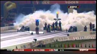 Aaron Bay Jet Car Crash Barry Richter Mac Tools US Nationals 2011mpg [upl. by Ramalahs240]