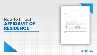 How to Fill Out Affidavit of Residence  PDFRun [upl. by Carmela]