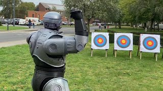 Robocop vs Iron Man  knife throwing contest [upl. by Reivilo703]