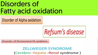 Disorders of Fatty acid oxidation  Refsums disease amp Zellweger syndrome [upl. by Nelram]