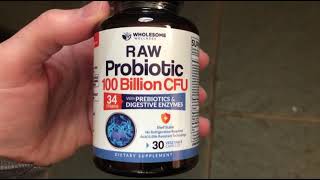 Wholesome Wellness RAW Probiotics 100 Billion CFU Review [upl. by Atenaz191]