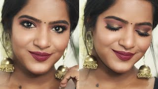 Indian Glam Makeup On Dusky Skin Tone Antique Gold Smokey Eyes Tutorial❤️ [upl. by Kursh491]