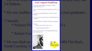 Carl August Sandburg Author intro shorts [upl. by Chiquita]