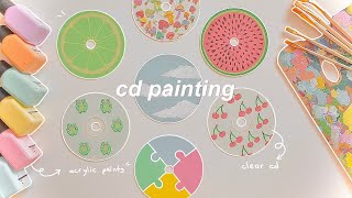 cd painting tutorial w acrylic 🌸  aesthetic simple amp pretty [upl. by Hurley349]