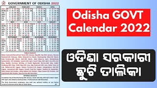 Odisha GOVT Calendar 2022 PDF Odisha Holidays List 2022 [upl. by Dobbins4]