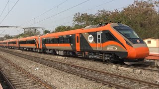 SecunderabadVisakhapatnam Saffron vande bharat express inaugural run [upl. by Nnylahs674]