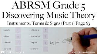 ABRSM Discovering Music Theory Grade 5 Terms Signs amp Instruments Page 63 with Sharon Bill [upl. by Acyre]