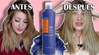 Champú AZUL en pelo NARANJA rubio y castaño  FANOLA NO ORANGE BLUE SHAMPOO  Matizar pelo rubio [upl. by Sulecram]