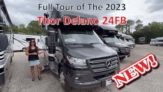 Tour The New 2023 Thor Delano 24FB BCClass RV built on the Mercedes Chassis [upl. by Naujik]