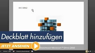 Microsoft Word Tutorial Dokument ein Deckblatt hinzufügen [upl. by Feriga127]