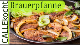 Deftige Brauerpfanne Nackensteaks mit blonden Zwiebeln [upl. by Inneg]