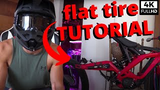 FLAT TIRE TUTORIAL  SURRON X SEGWAY X260  WHEELIE EDIT [upl. by Airdnahs459]