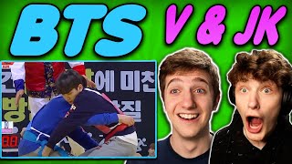 BTS  Jungkook amp V Wrestling REACTION 2016 Idol Star Athletics Championships [upl. by Tila755]