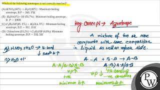 Which of the following azeotropes is not correctly matched [upl. by Ydneh461]