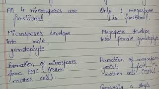 Common differences between microsporogenesis and megasporogenesis 👍neet study StudywithRitika [upl. by Arne]