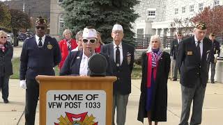 VFW Post 1033 Holds Veterans Day Ceremony 111123 [upl. by Shellans654]