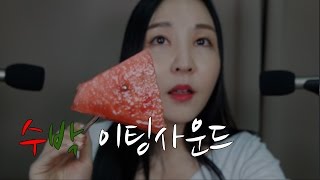 KOREAN ASMR｜한여름밤 시원한 수박 이팅사운드｜Watermelon Eating Sounds｜노토킹포함 [upl. by Eirffej239]