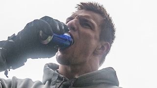 Gronk Makes OneHanded Beer Catch During Patriots Super Bowl Parade Gets HAMMERED [upl. by Lleryt]