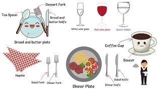 Formal Table Setting  Tableware Vocabulary Words in English [upl. by Fancie]