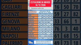 Estrazione lotto Giovedì 14 NOVEMBRE 2024 lotto metodilotto 10elotto previsionilotto shorts [upl. by Gnex118]