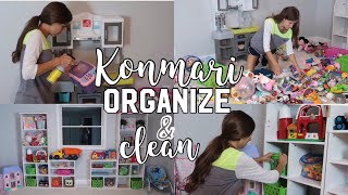 KONMARI STYLE PLAYROOM DECLUTTER  TOY ORGANIZATION  CLEAN WITH ME [upl. by Aihcela863]