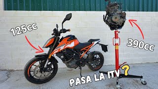 Convertir KTM DUKE 125 a 390  Como Cambiarle el Motor [upl. by Lidah139]