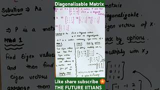 DIAGONALIZABLE MATRIX  Modal Matrix  maths mathematics youtube gatemathematics [upl. by Tavie]