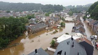 Inondations images aériennes à Pepinster en Belgique  AFP [upl. by Bittner]