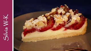 Zwetschgenkuchen mit Pudding  Pflaumenkuchen  mit Pudding und Streusel [upl. by Ahsiram935]