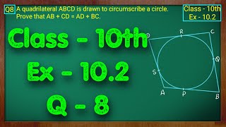 Class  10 Ex  102 Q8 Maths Cirlces NCERT CBSE [upl. by Ycnuahc735]