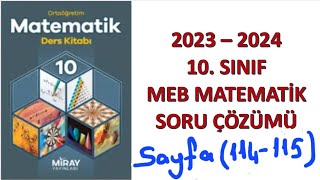 10sınıf MEBMatematik sayfa 114115 Öğrendiğimizi uygulayalım Miray yayınları [upl. by Eicnahc]