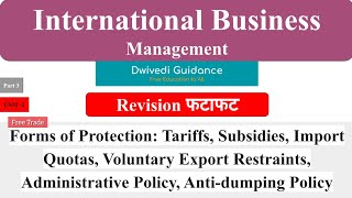 5  Tariff subsidy Non Tariff barriers Anti dumping policy Quotas Embargoes free Trade IBM [upl. by Ednargel]