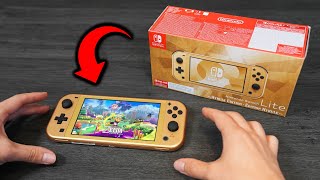 ¡LA MÁS BONITA Unboxing Nintendo Switch Lite Hyrule Edition [upl. by Janela327]