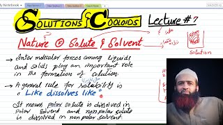 Nature of solute and solvent Solutions Lecture  7 urduhindi [upl. by Anawahs]