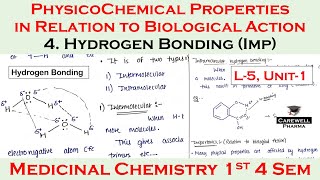 Hydrogen Bonding Imp  physicochemical properties P3  L5 U1  Medicinal Chem 1 [upl. by Poppas]