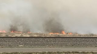 Evacuations ongoing due to grass fire east of I25 near Hanover Rd [upl. by Ahseyk]