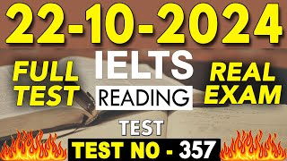 IELTS Reading Test 2024 with Answers  22102024  Test No  357 [upl. by Eiramadnil]