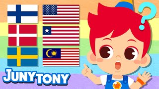 Similar Flags 2  Learn the Flags  Which One is Which  Explore World Songs for Kids  JunyTony [upl. by Muldon]