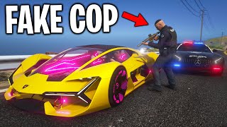 Stealing Cars as Fake Cop in GTA 5 RP [upl. by Wyne]