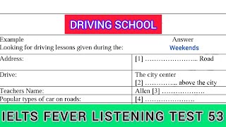 Ieltsfever listening test 53  Driving school listening  Weekends listening [upl. by Alroy]