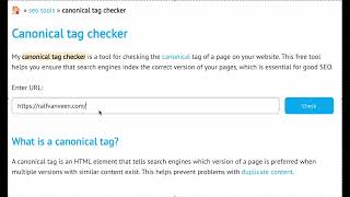 Canonical tag checker  Free SEO tool [upl. by Sedruol]