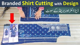 Branded shirt cutting and stitching With Design method  shirt design karny ka tareka [upl. by Gurias373]