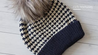 Houndstooth Beanie Crochet Pattern [upl. by Wernda]