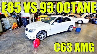 Dyno Tuning A C63 AMG With 93 Octane Vs E85 Big Power Gains On A Naturally Aspirated V8 M156 [upl. by Lisha]