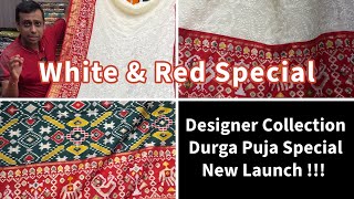 Puja Special White amp Red Designer Lucknavi work with PATOLA border ADI INDIAN SILK HOUSE [upl. by Oralee71]