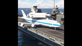 Super Insane Boeing 747100 SCA NASA Takeoff from Aircraft Carrier [upl. by Anillek]