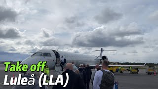 Take off from Luleå Airport LLA in Sweden with SAS [upl. by Retsim999]