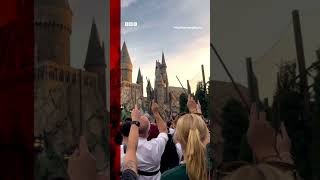 Harry Potter fans raise wands in tribute to Maggie Smith HarryPotter MaggieSmith BBCNews [upl. by Alehc]