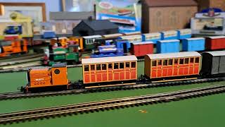 Bachmann Rusty pulling 2 Red coach and custom grey brakvan [upl. by Aivuy]