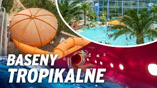 Tropical Indoor Water Park in Poland Baseny Tropikalne Water Slides [upl. by Kinsman]